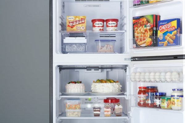 SHARP 278L/224L A++ Inverter Top Mount No Frost Silver Fridge - SJ-S330-SS - Last on Display - Image 6