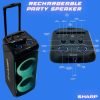 SHARP 50W RMS Portable Rechargeable Bluetooth Party Speaker with Free Microphone, Luggage-Style Handle and Wheels! - PS-935 - Image 8